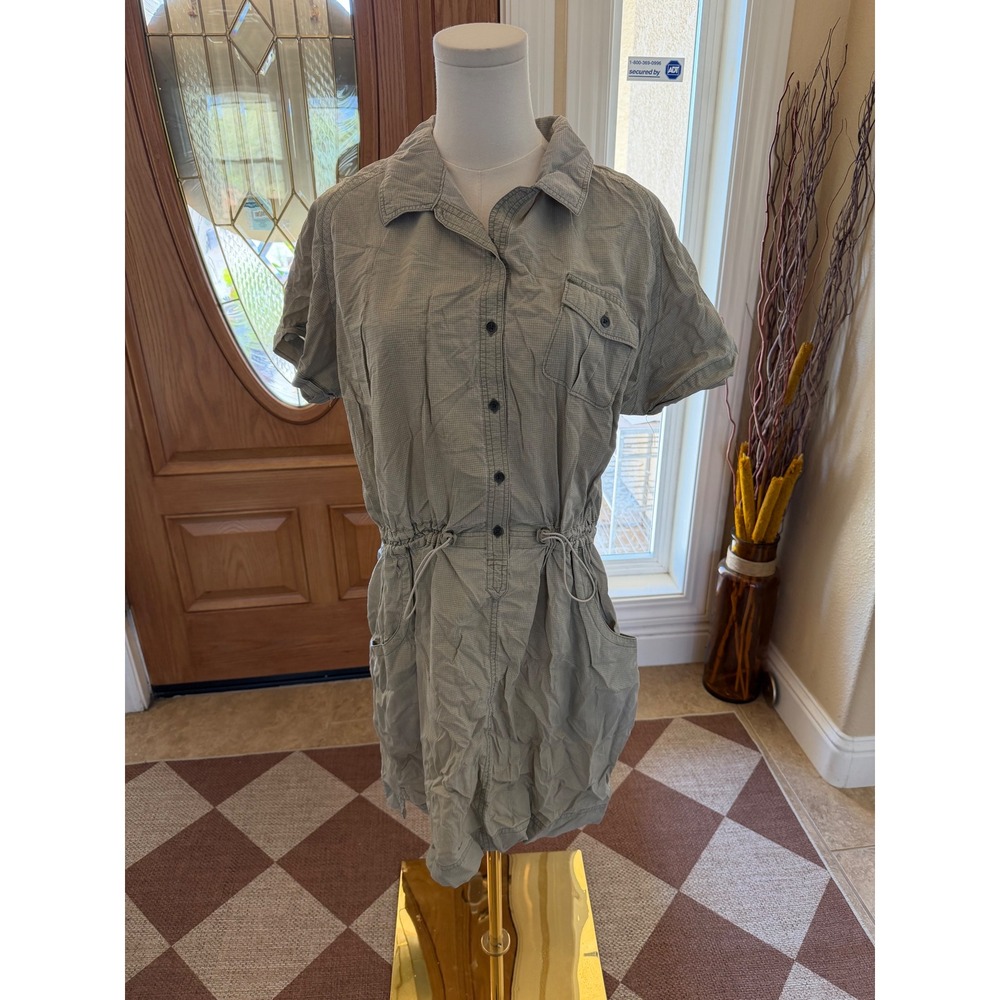 Woolrich Womens XXL Sage Green Ripstop Nylon Utility Hiking Shirt Dress 5006